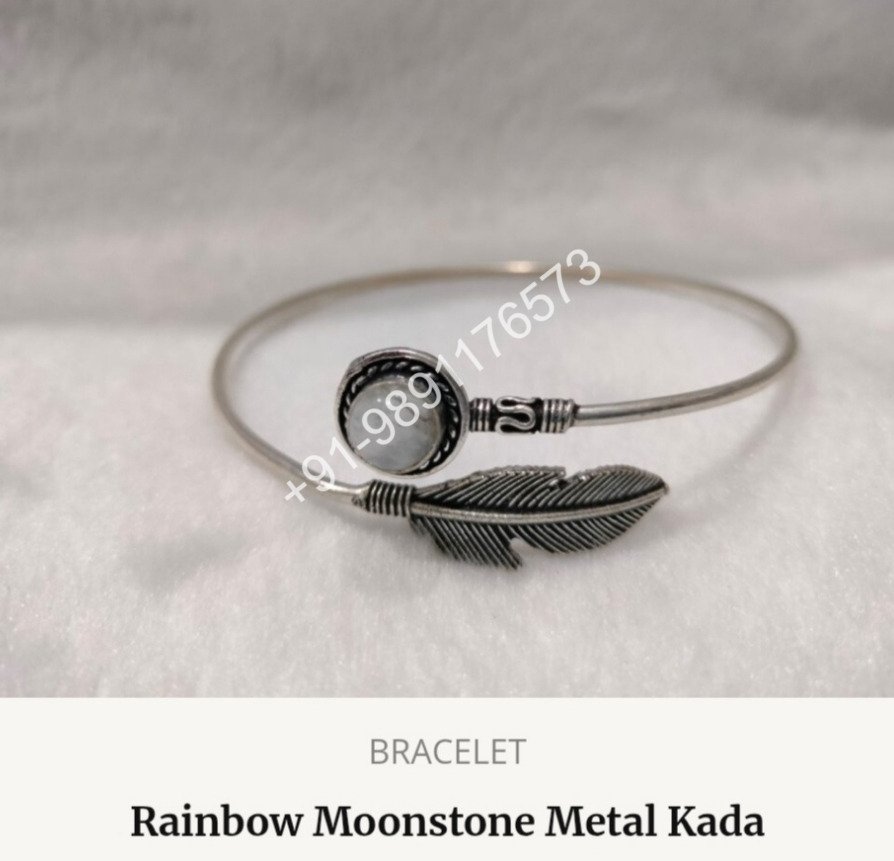 RAINBOW MOONSTONE METAL KADA BRACELET